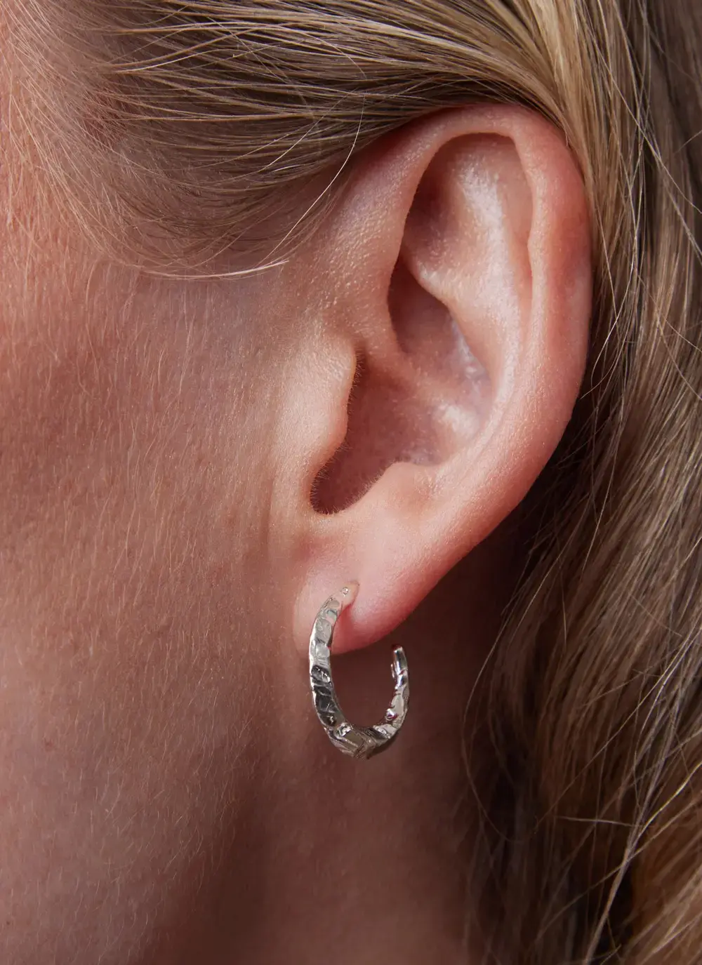 Sterling Silver Torc Hoop Earrings